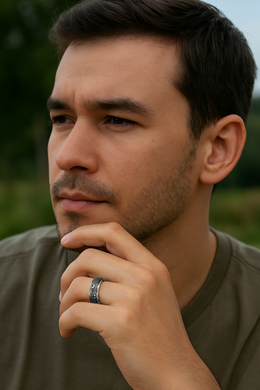 anillo giratorio de plata para hombre con motivo de dragón