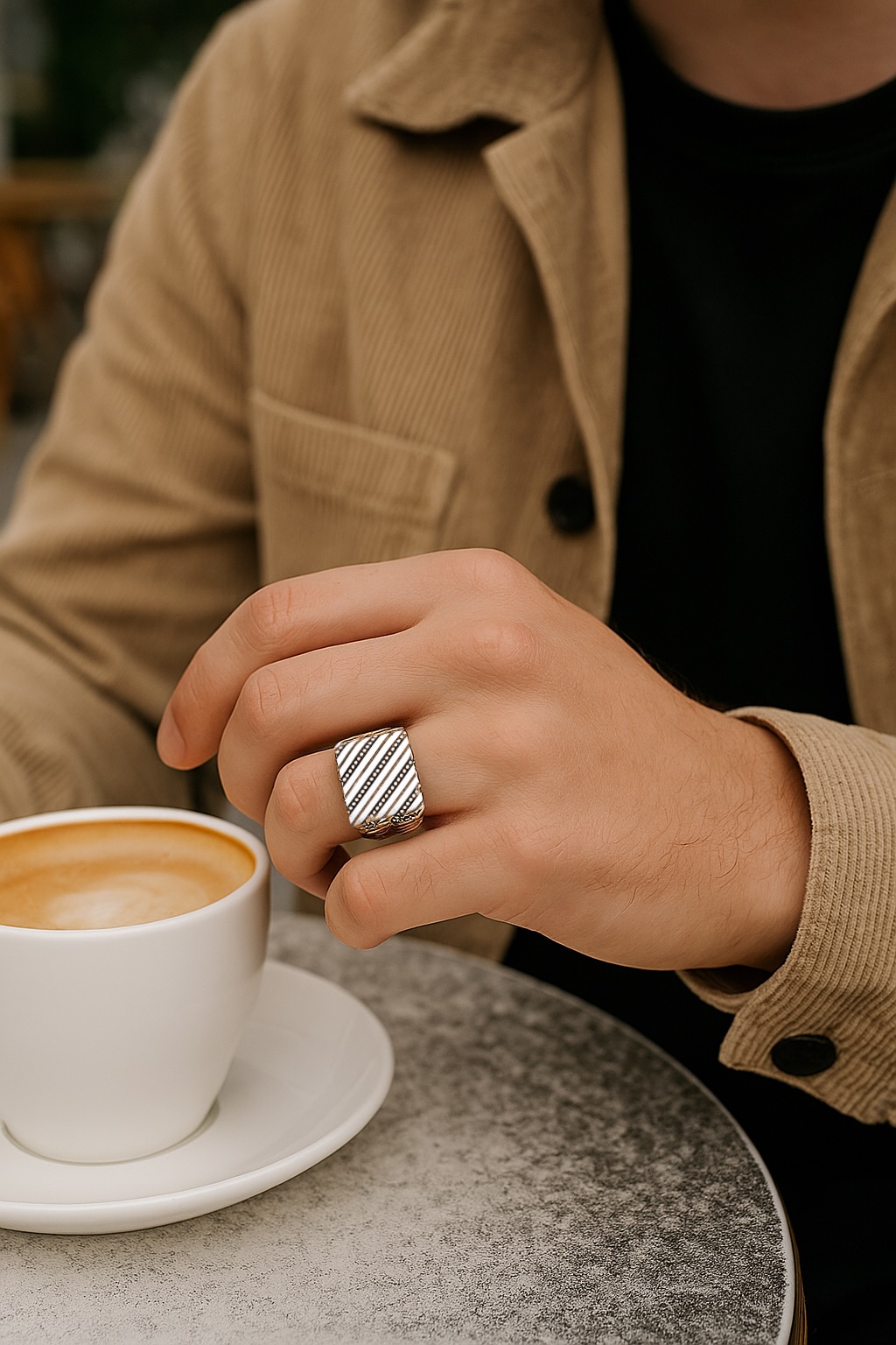 Open heren zegelring van sterlingzilver met vierkante vorm