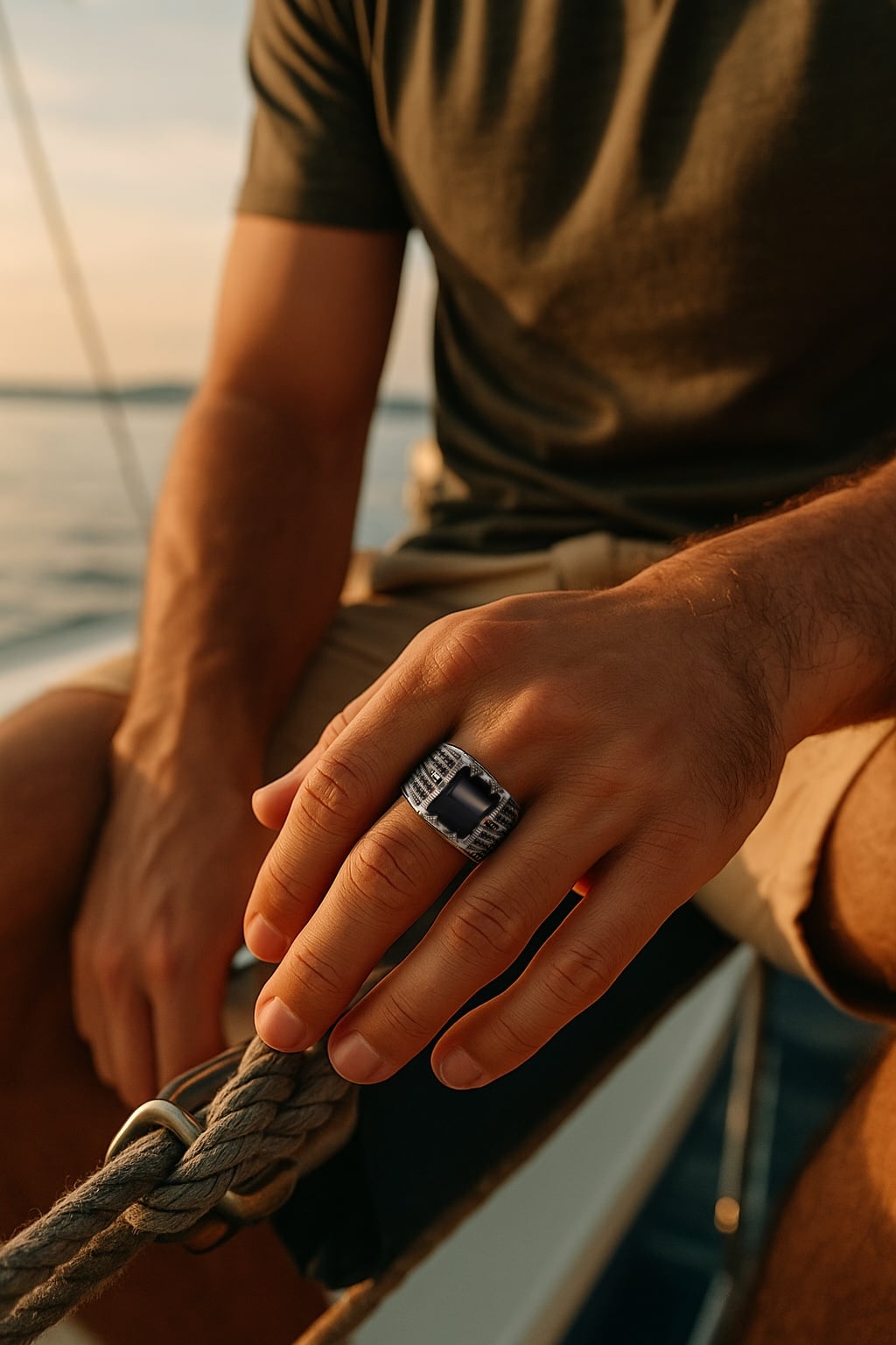 Bague argent ouvert chevalière onyx noir