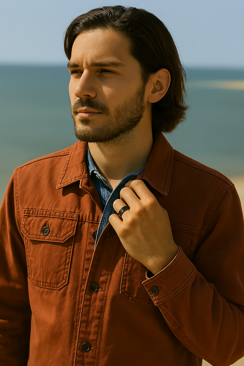 bague homme céramique noire