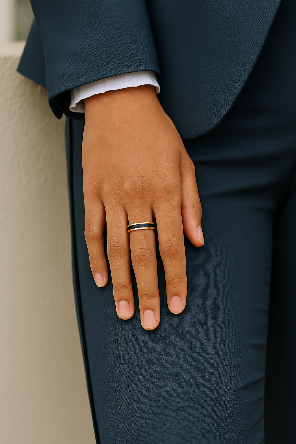 bague céramique noire femme personnalisable