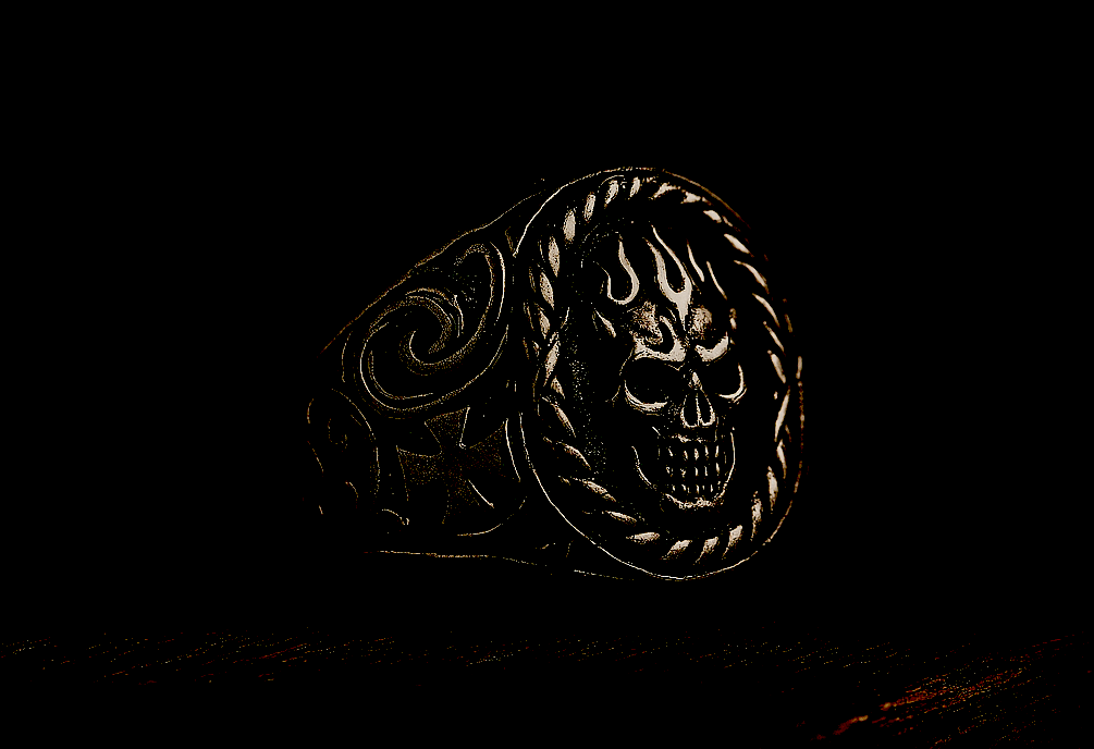 bague chevalière homme argent biker tete de mort