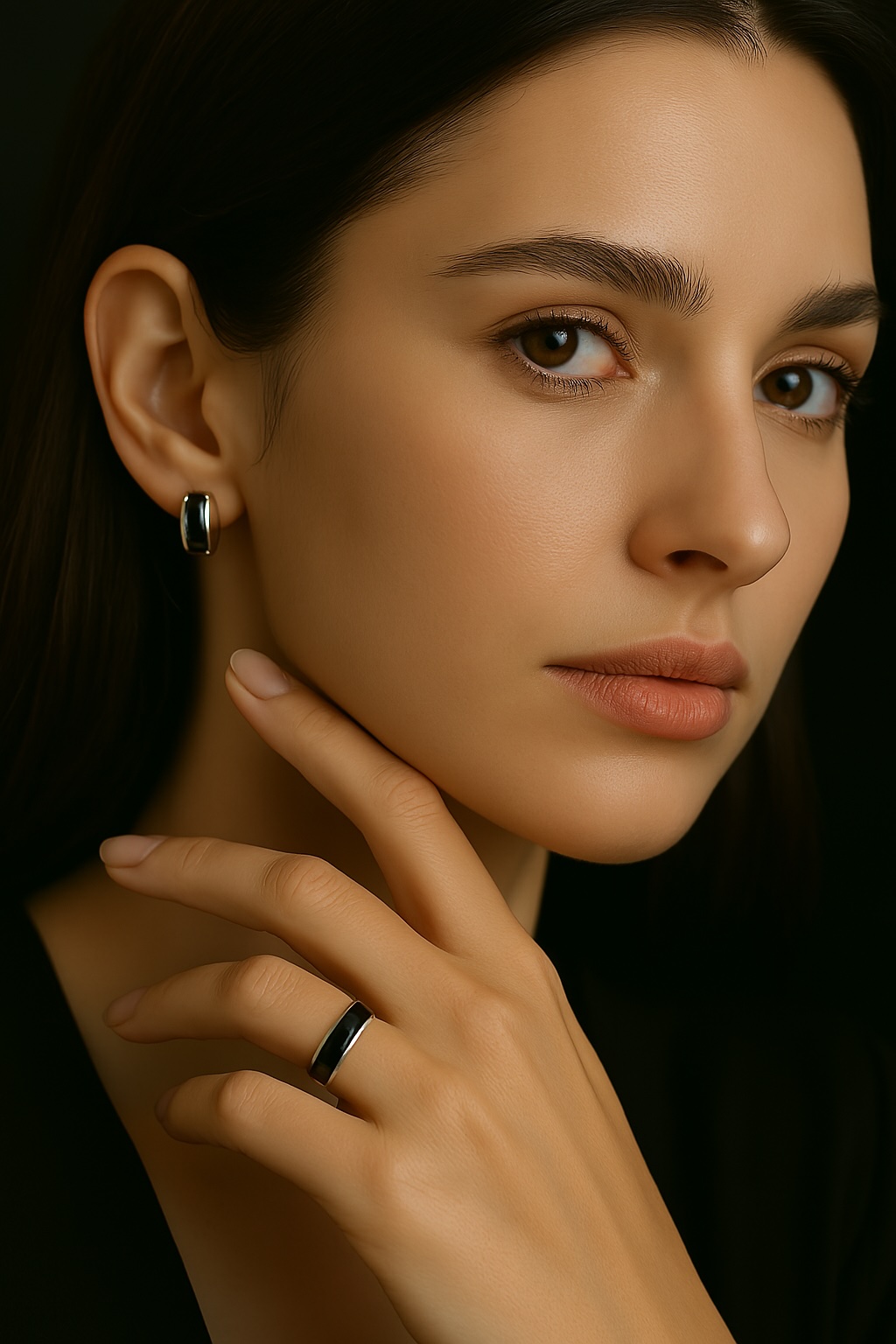 Oorbellen zilver onyx zwart voor man vrouw
