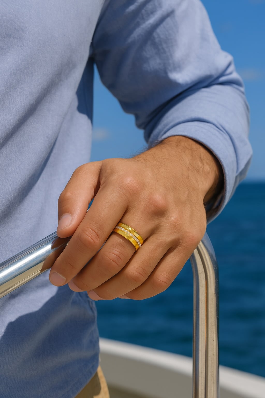 Anello matrimonio tungsteno zirconi placcato oro personalizzabile