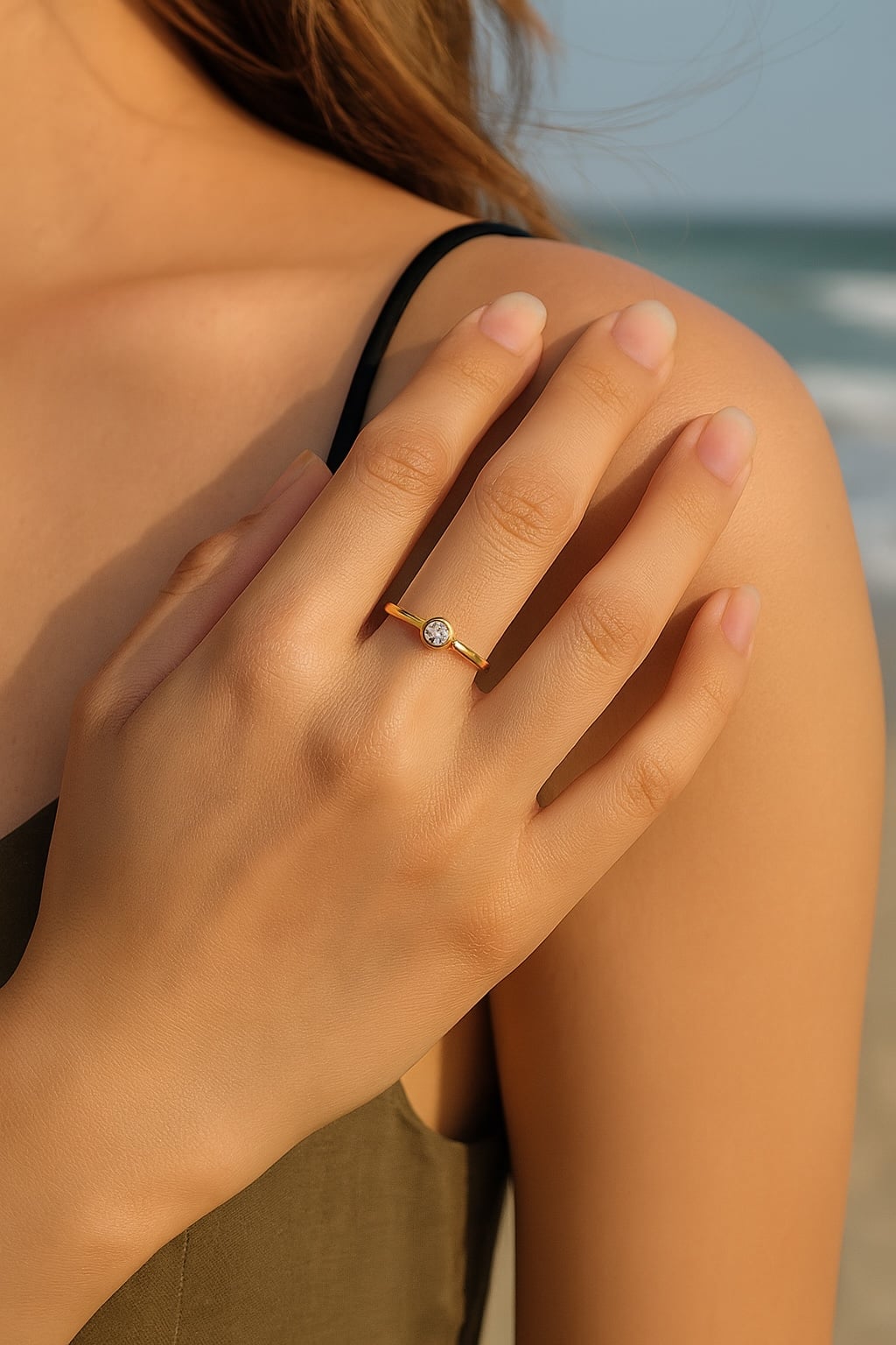 custom engraved solitaire ring with zirconia