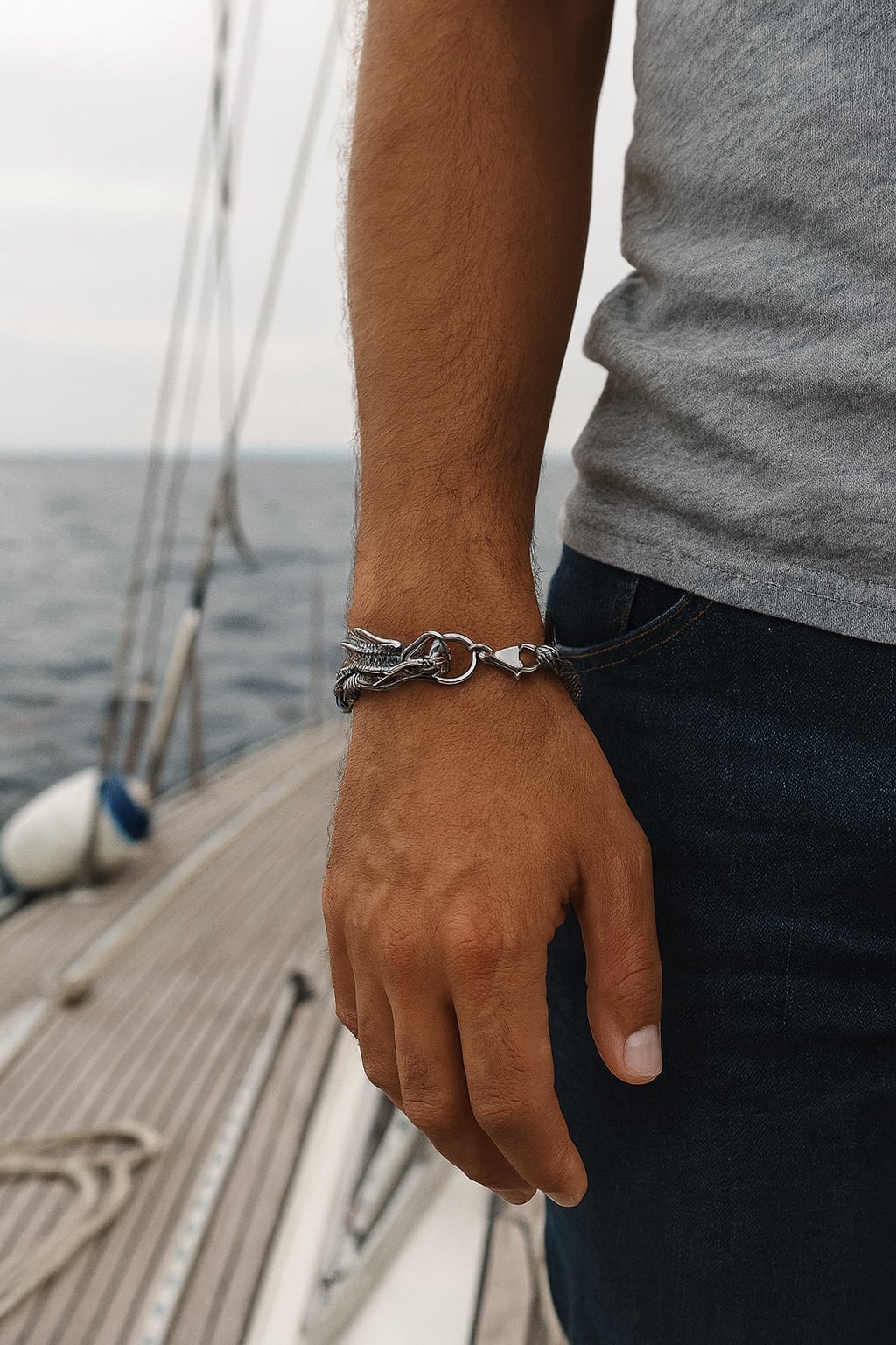 Men’s stainless steel dragon chain bracelet