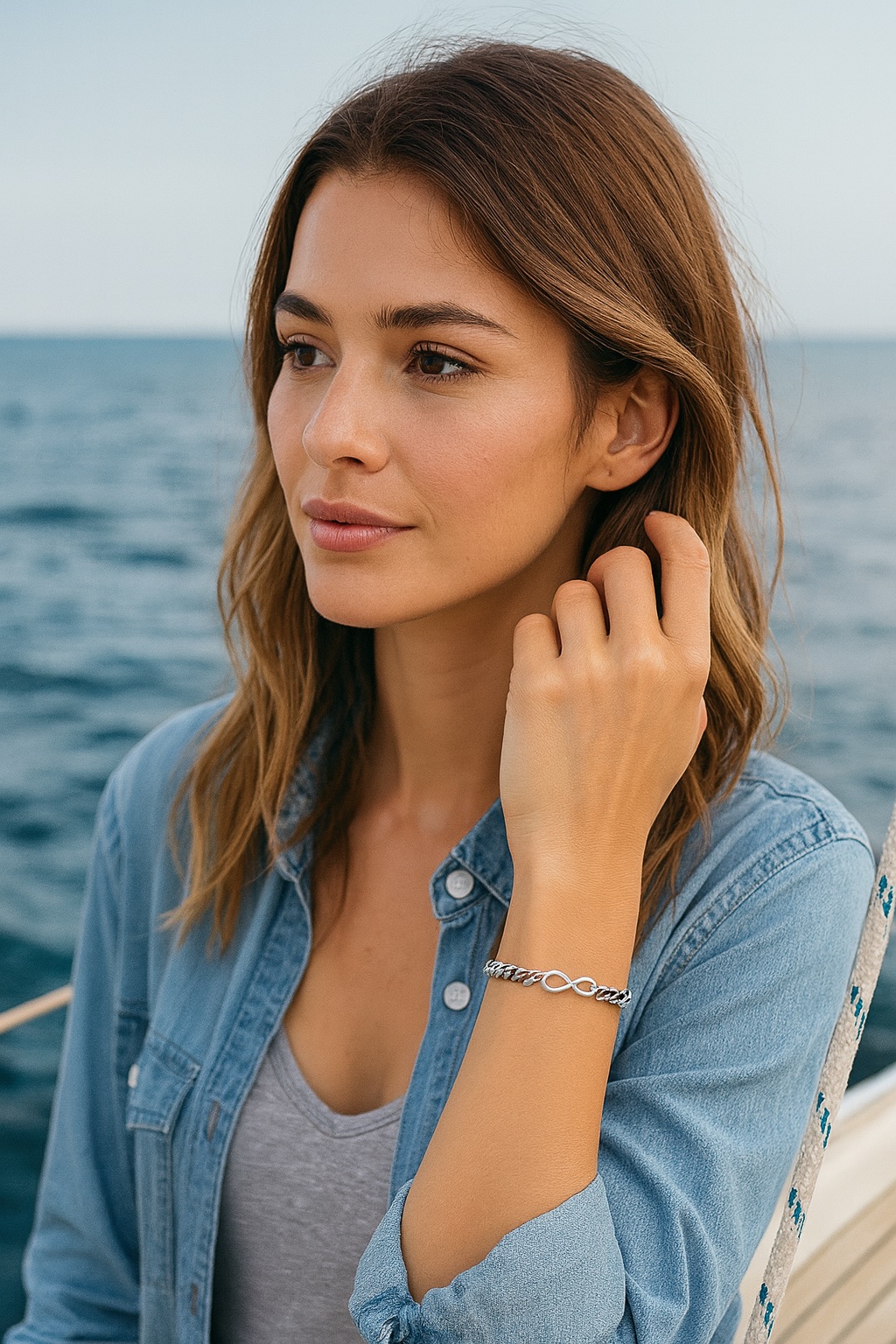 Cuban Chain Stainless Steel Bracelet with Infinity Symbol