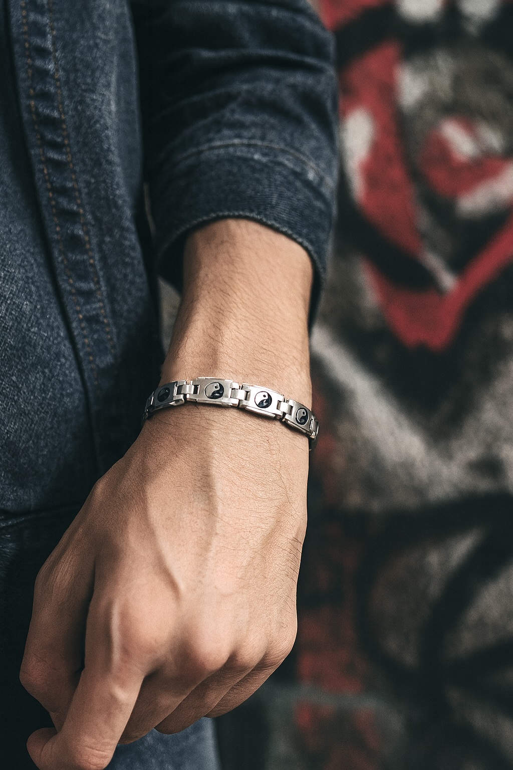 Magnetic Men's Stainless Steel Bracelet Yin & Yang Design