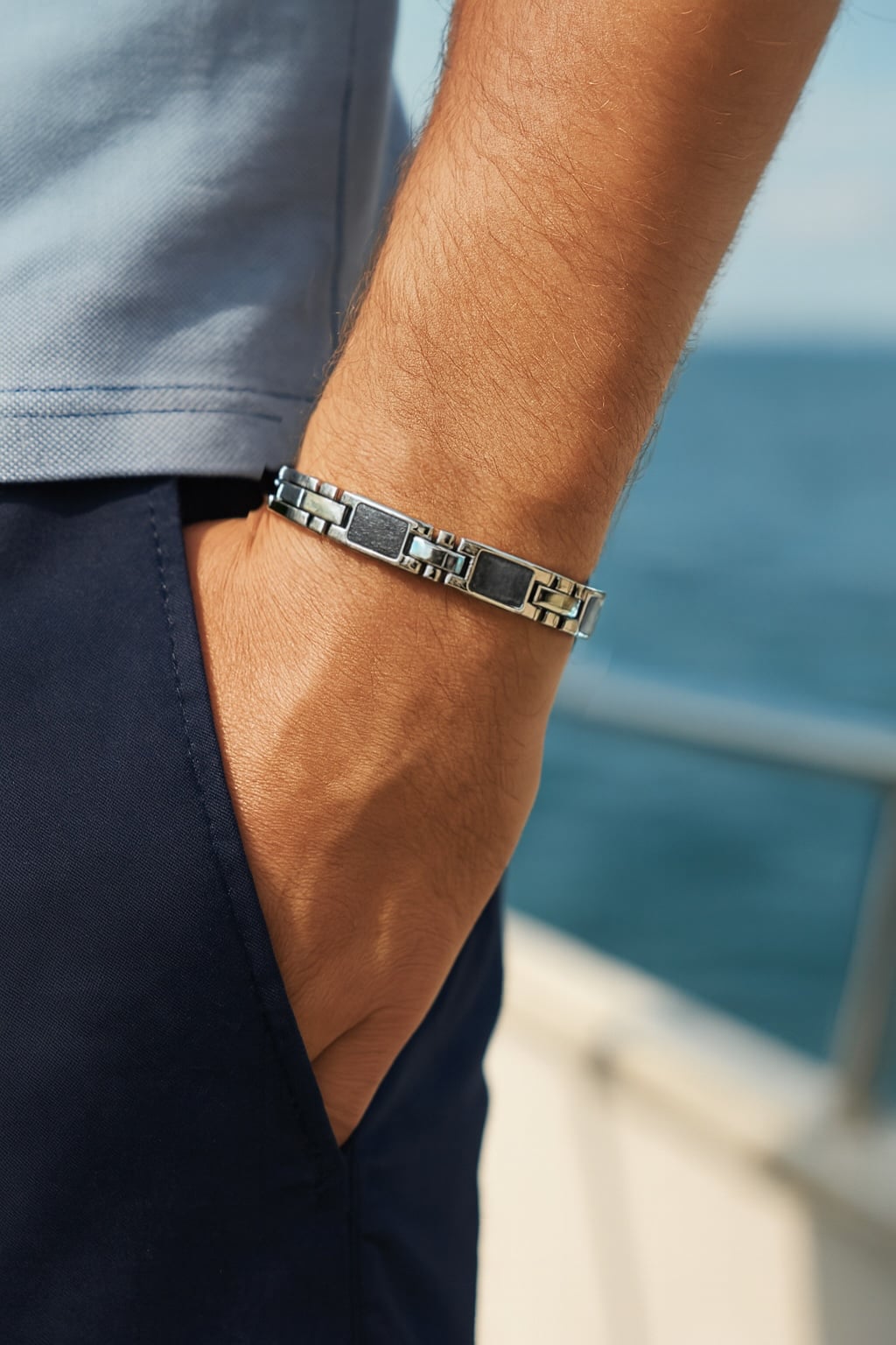 Men's stainless steel bracelet Carbon Fibers 2448