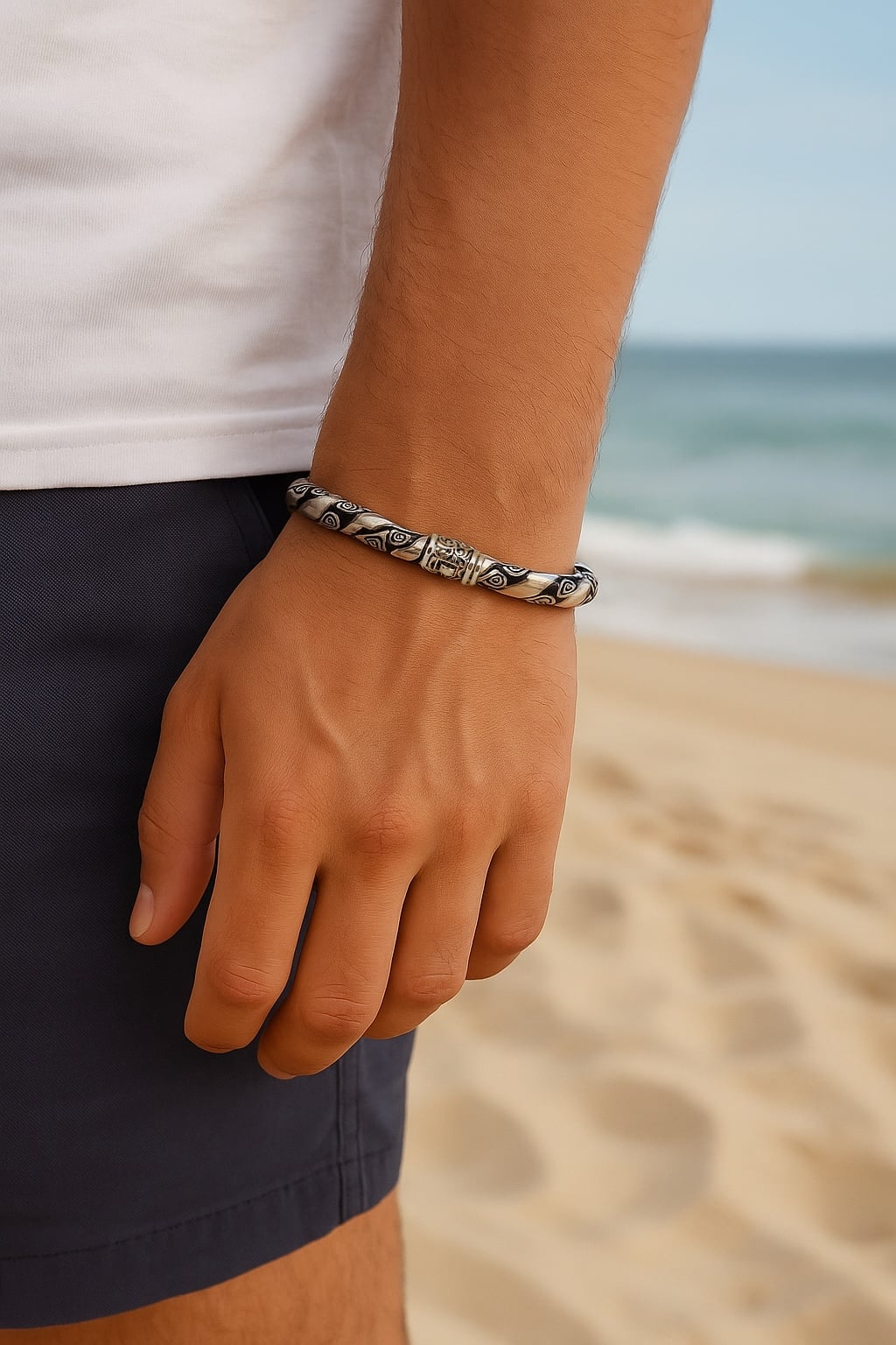 men’s biker silver Celtic bracelet