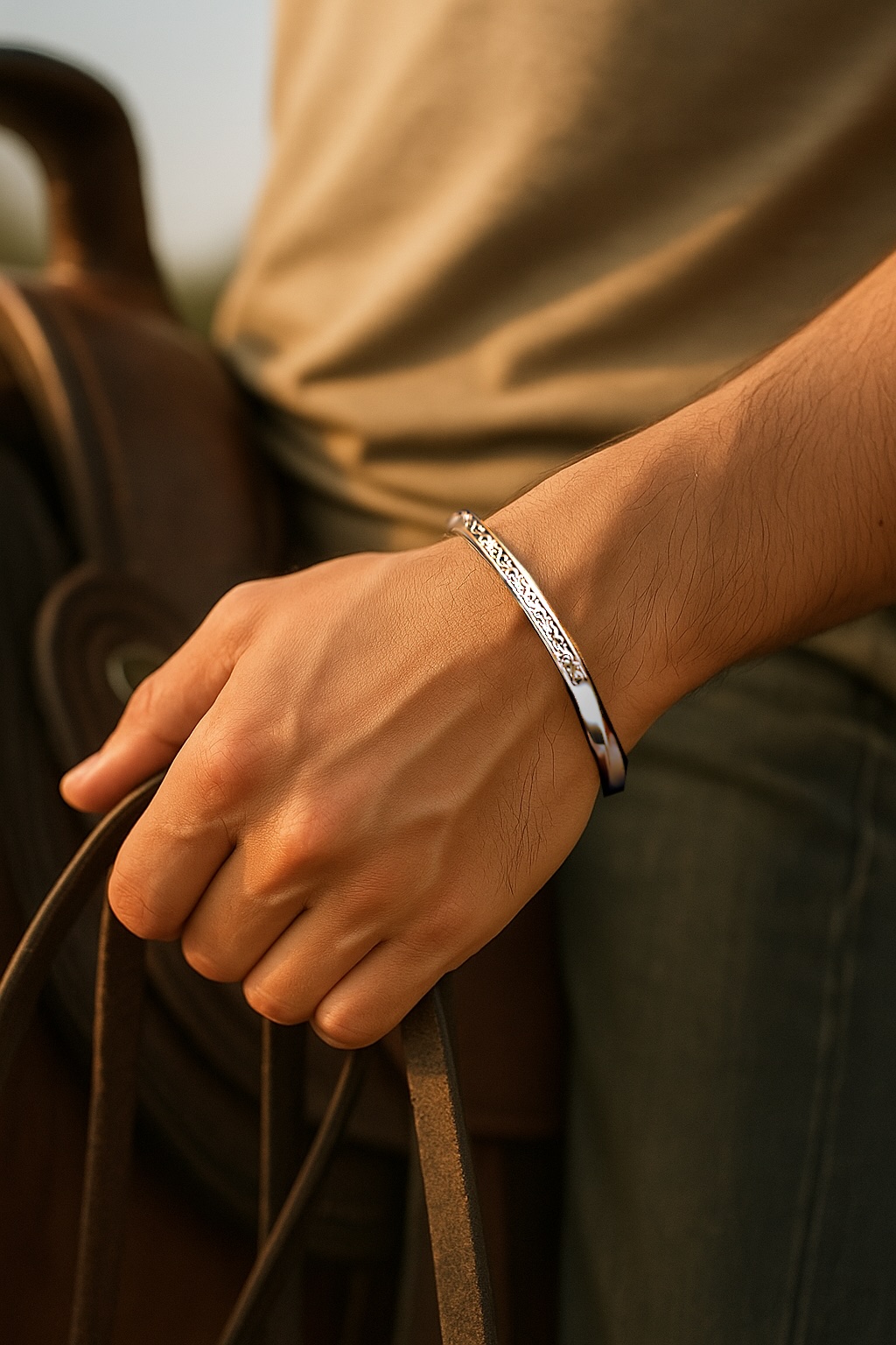 men's solid silver viking twisted cuff bracelet