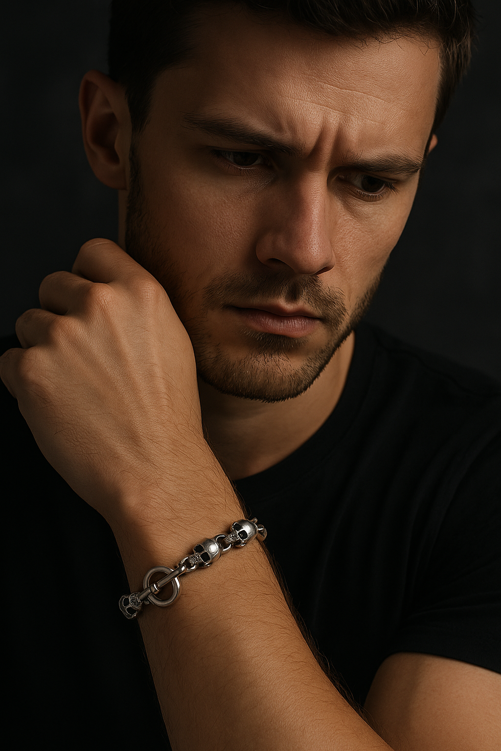 pulsera calavera hombre plata de ley estilo biker