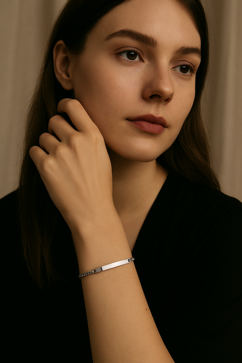 Pulsera ID personalizada para mujer con acero inoxidable bañada en oro