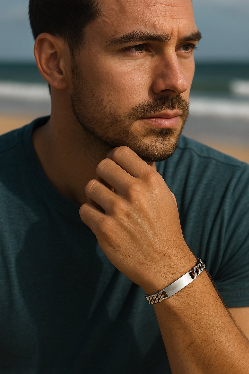 Personalized Men's ID Bracelet with Cuban Chain