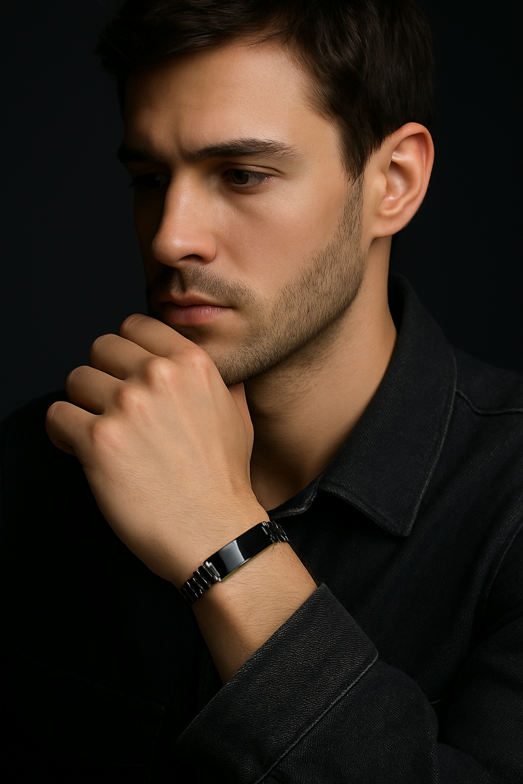 Gourmette homme bracelet noire personnalisable