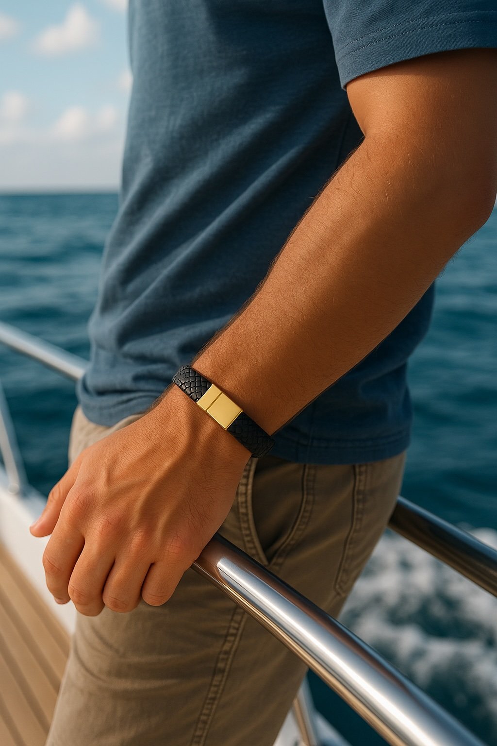 Herrenarmband geflochtenes Leder mit Magnetverschluss