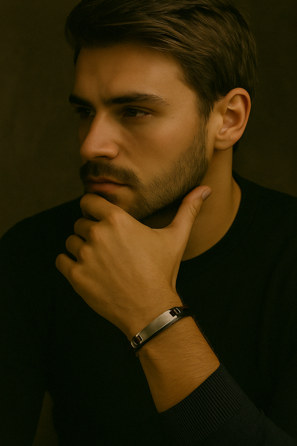 personalisiertes Lederarmband für Herren mit Gravurplatte