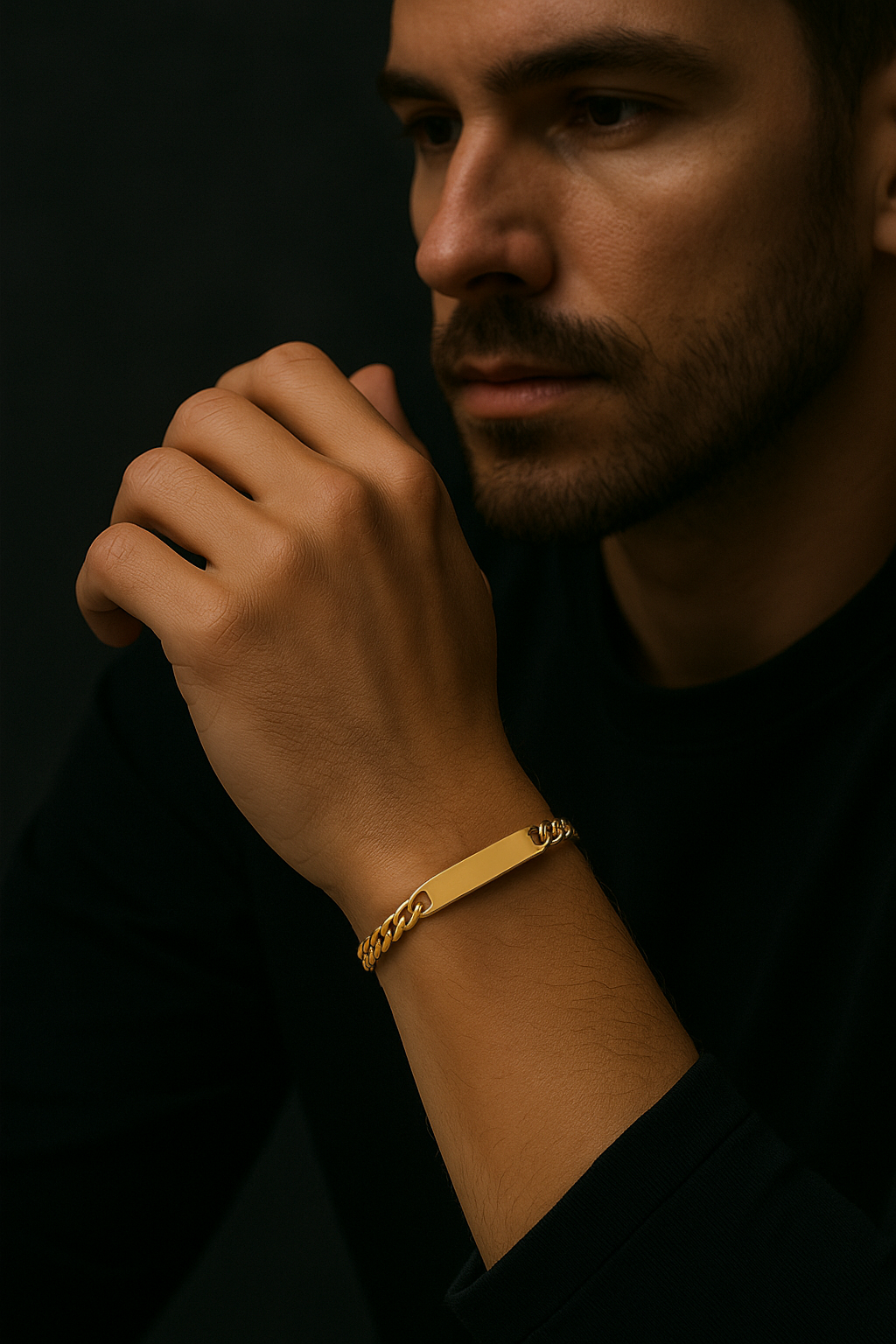 Bracciale ID personalizzabile per uomo con acciaio inox placcato oro