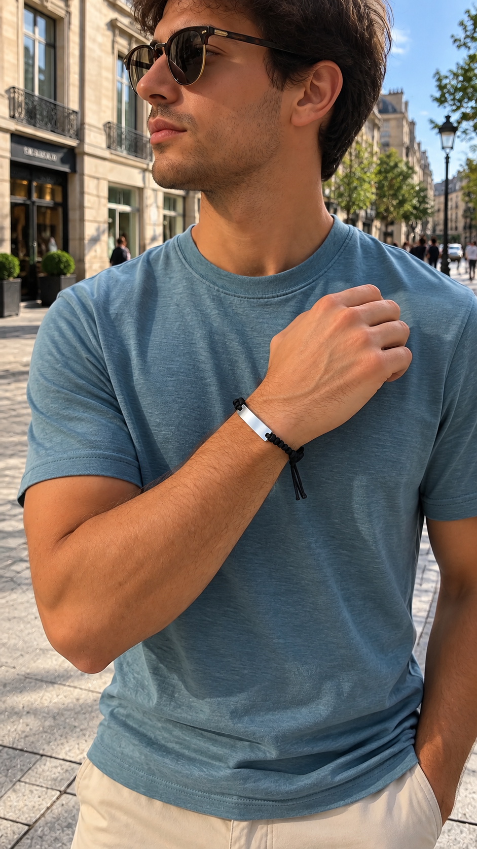 bracelet ajustable nylon acier gravable