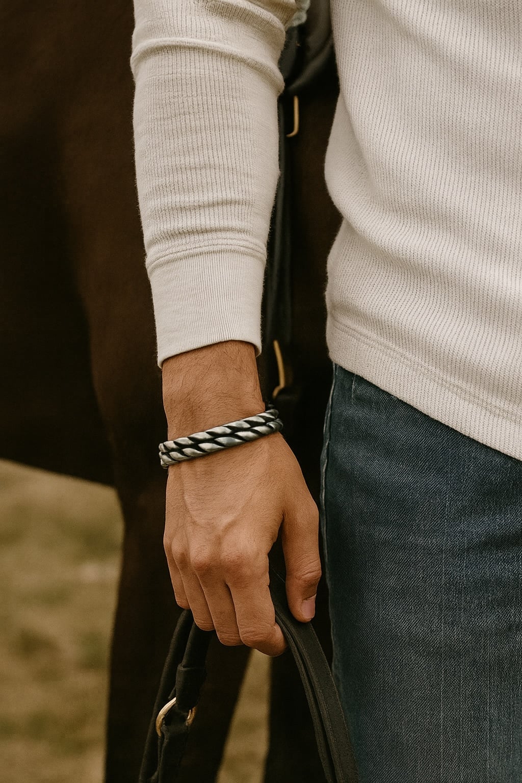Men's biker bracelet stainless steel robust Celtic design