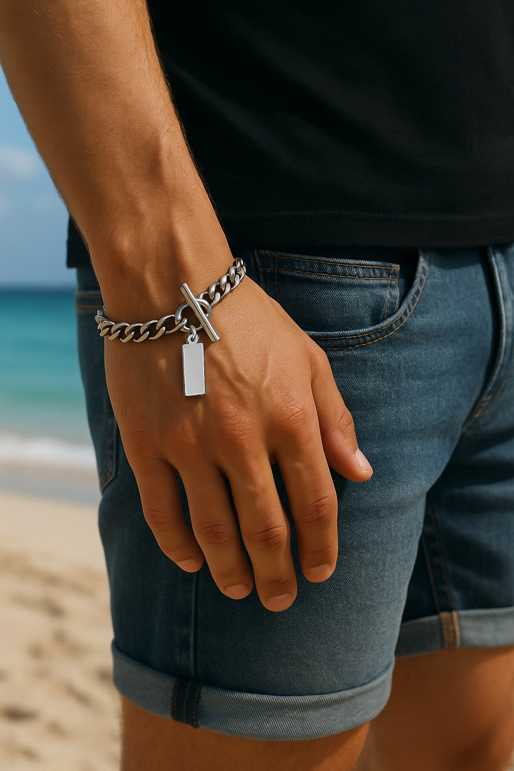 Personalized stainless steel Cuban chain bracelet for men and women