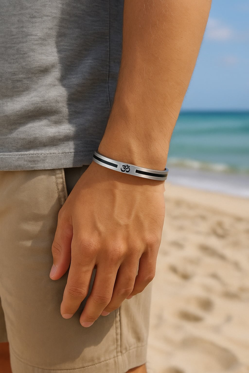 Bracelet OM homme jonc acier personnalisable