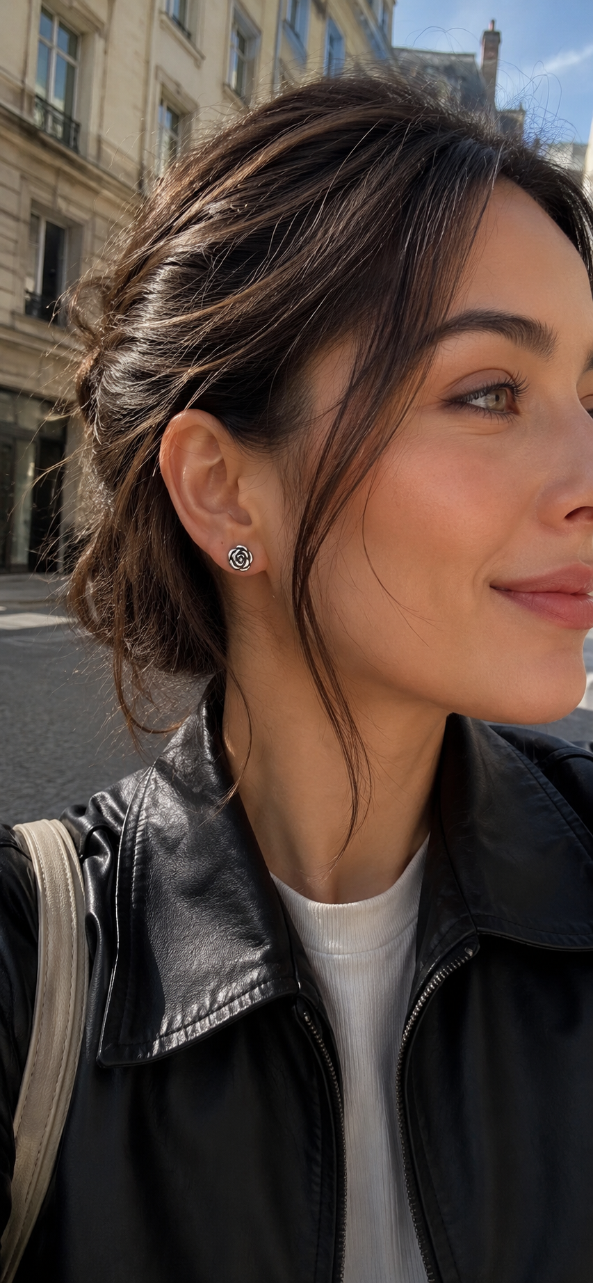 boucles oreilles clous fleur argent