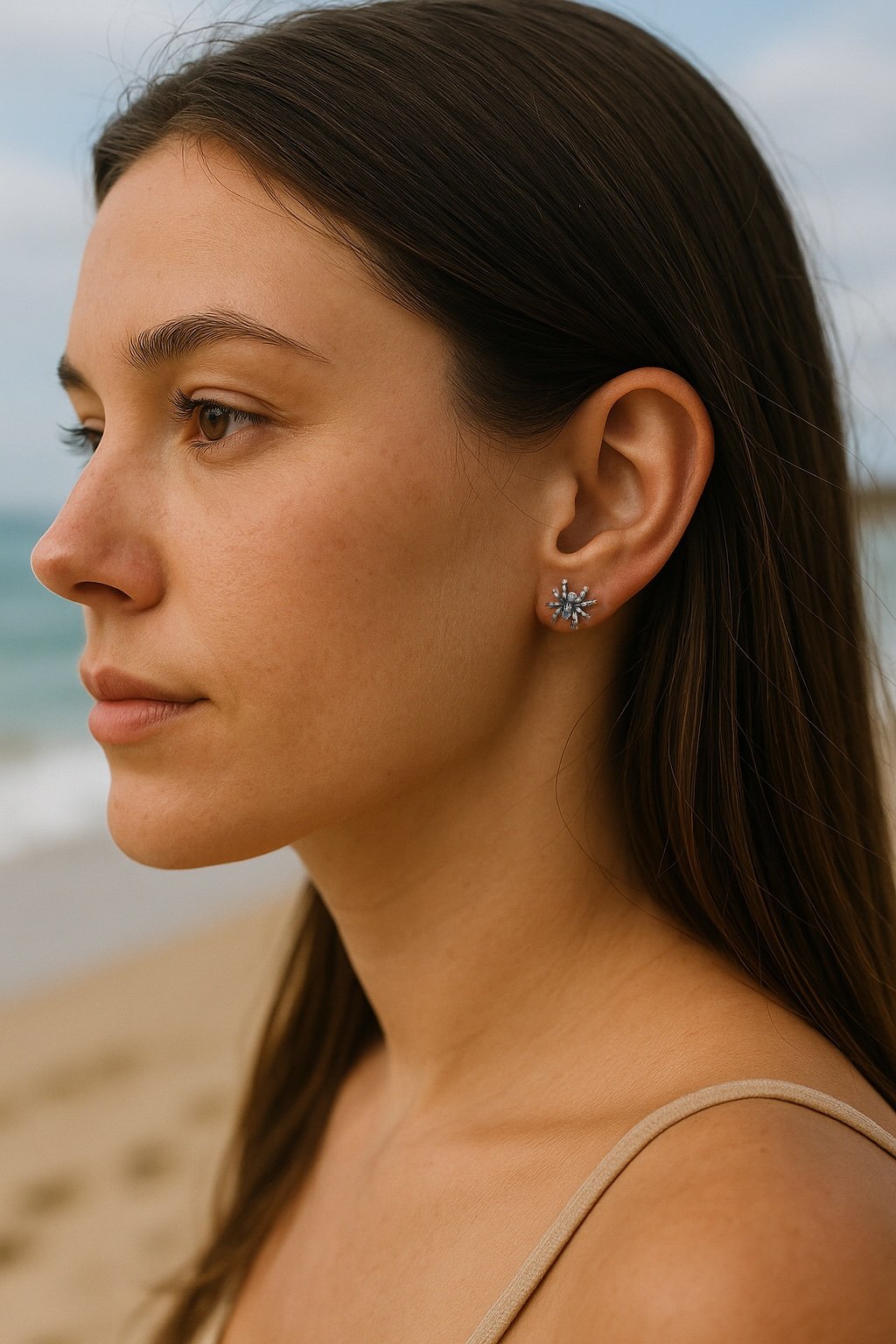 Unisex Silber Spinnen-Ohrstecker
