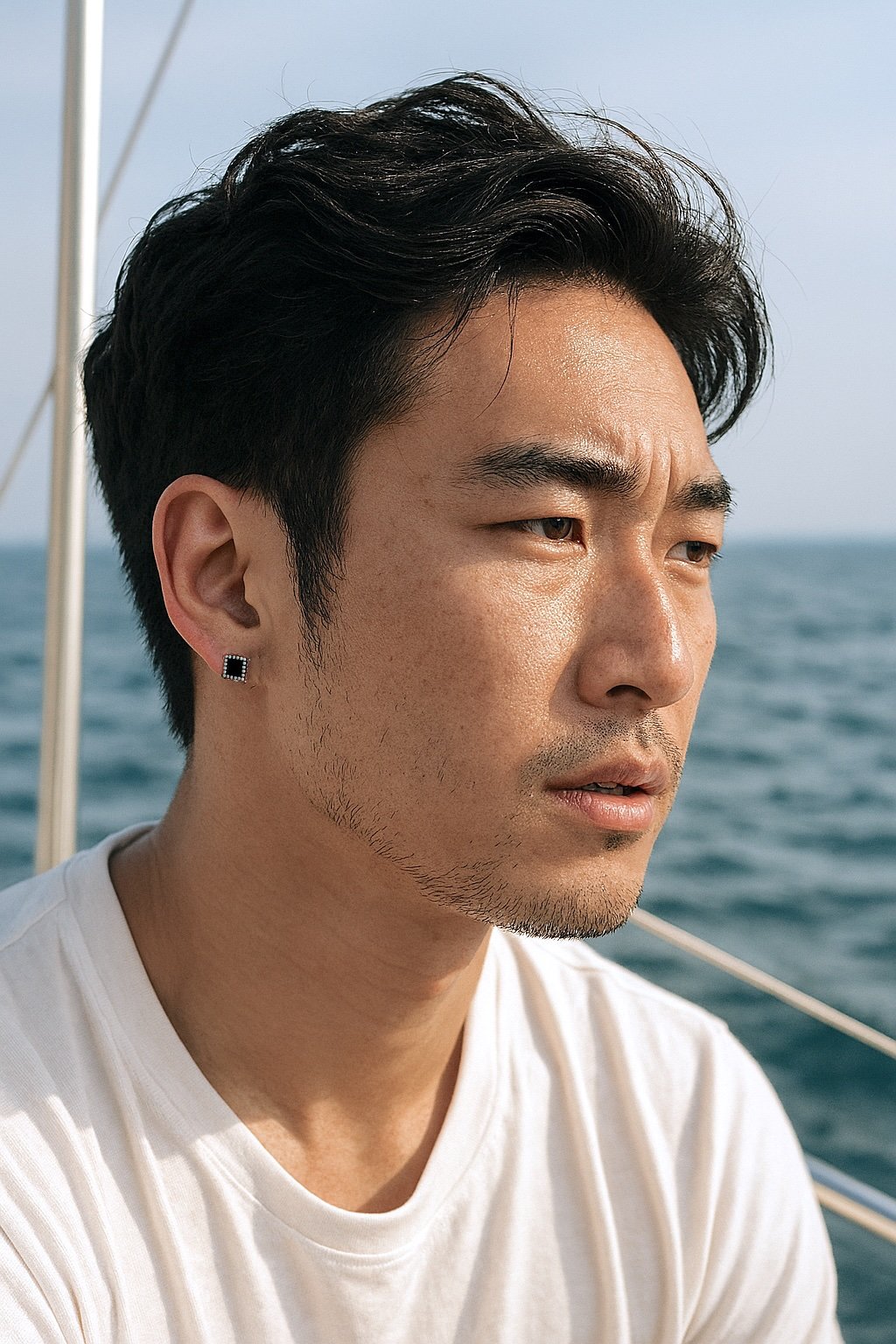Pendientes de tuerca unisex de 5×5 mm en plata de ley 925 con óxido de circonio cuadrado negro