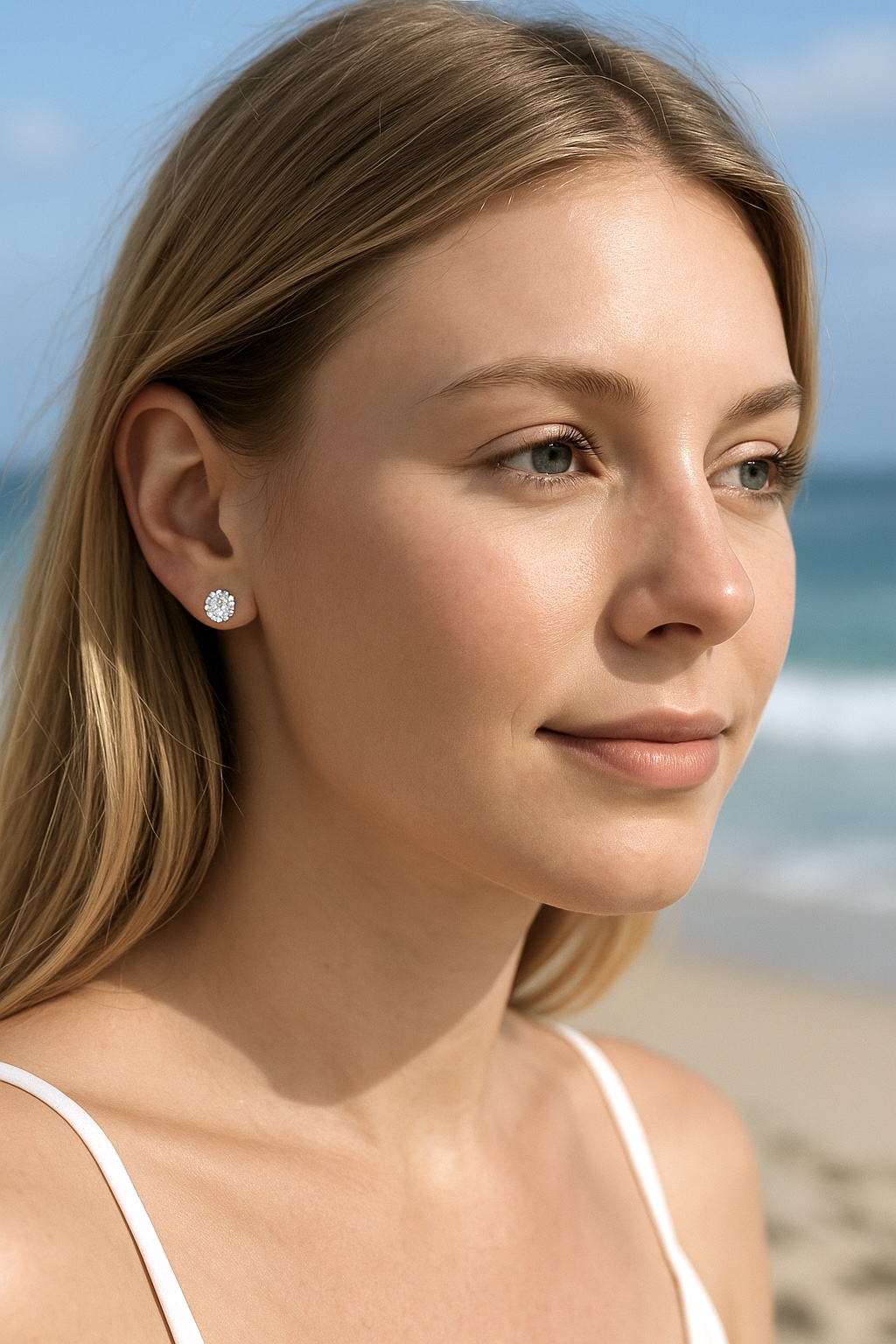 Boucles d'oreille clous argent zirconium