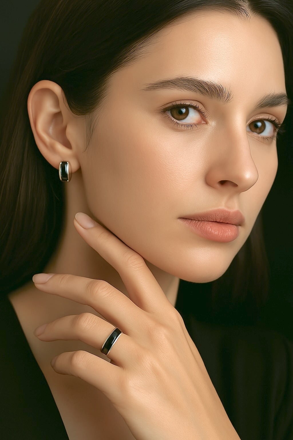 Creolen aus Silber 925 mit schwarzem Onyx – Unisex