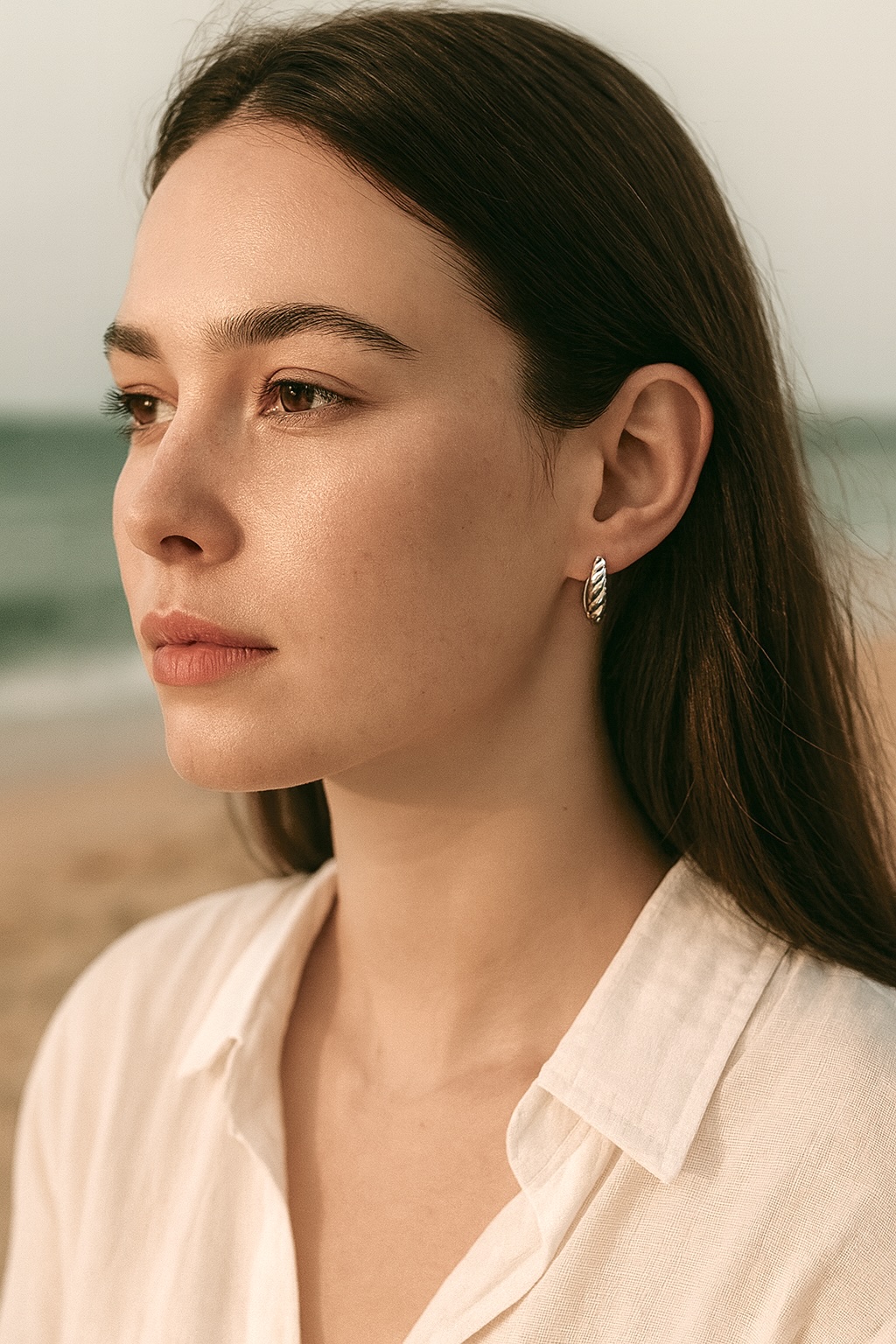 Boucles d'oreille argent creoles chaine