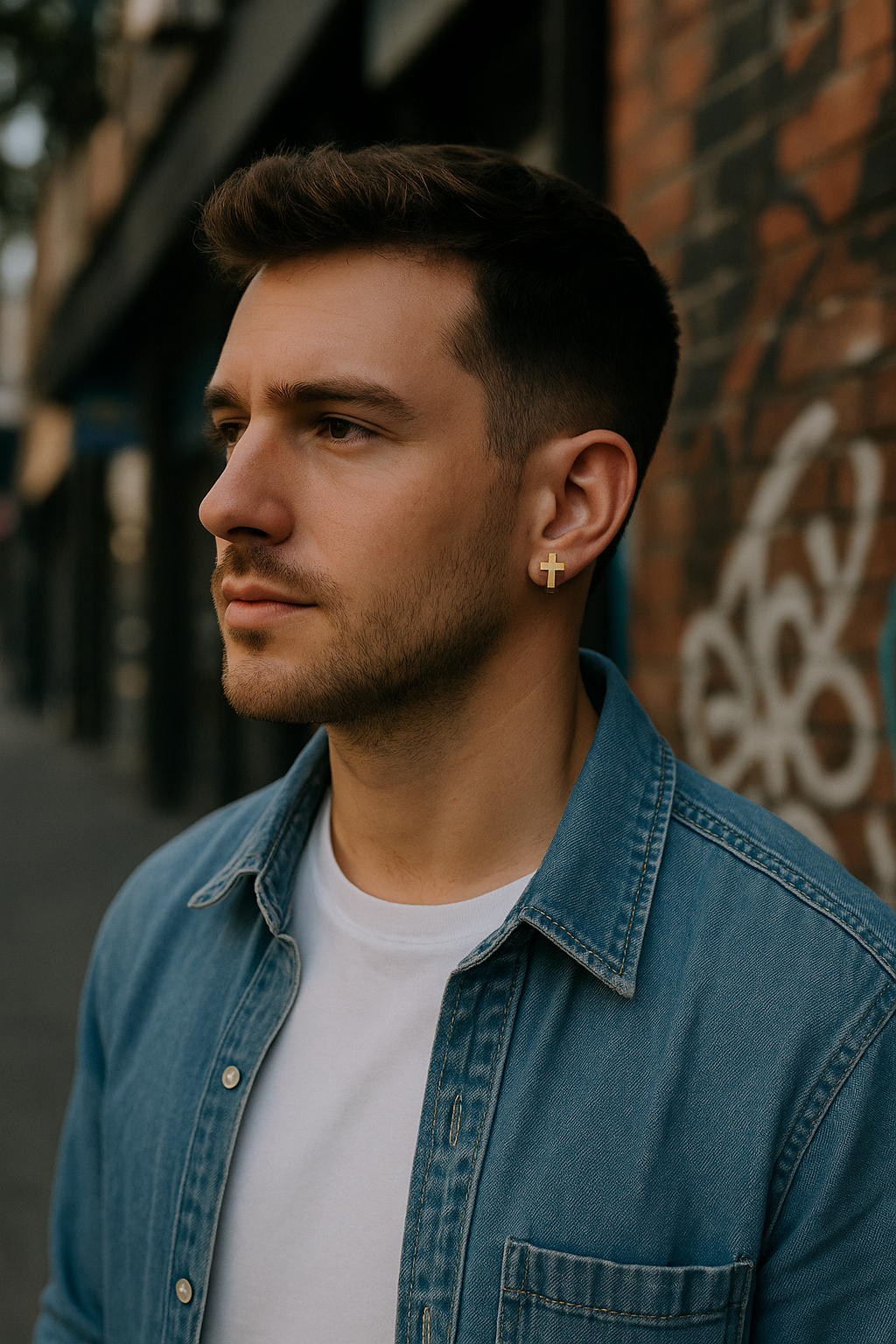 men's stainless steel cross earrings