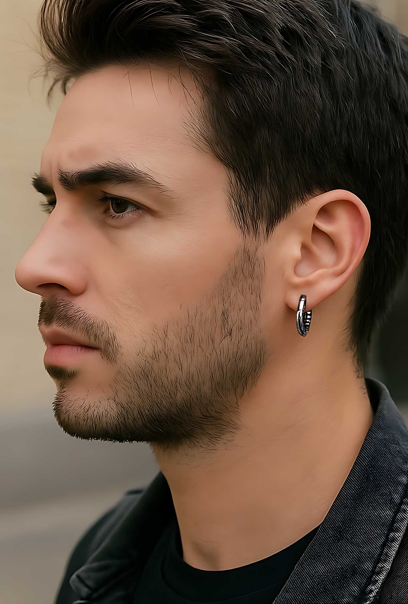 pendientes de aro hombre acero diseño escamas