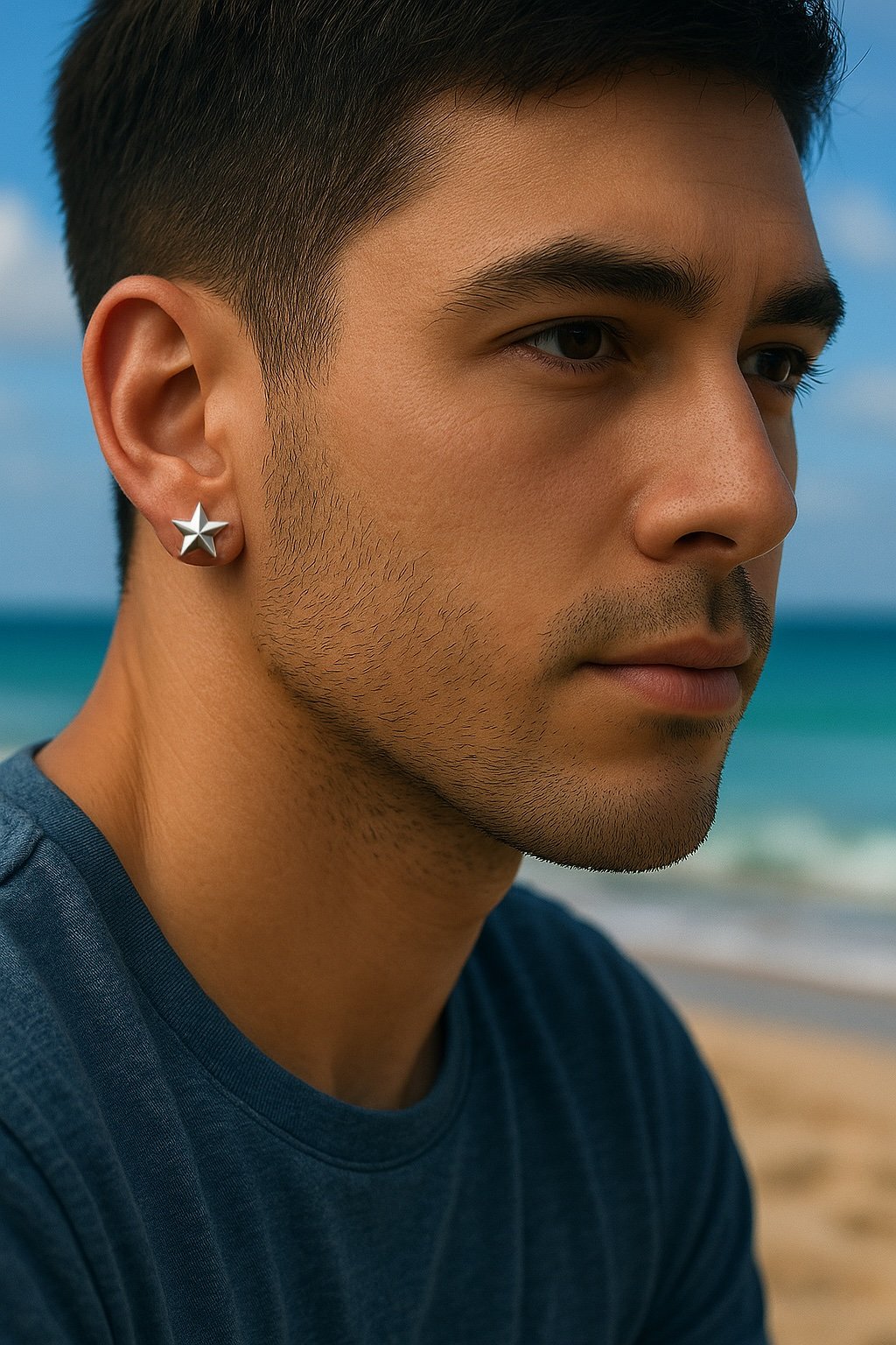 Pentagramm Ohrstecker aus Edelstahl für Herren – Punk Star Design