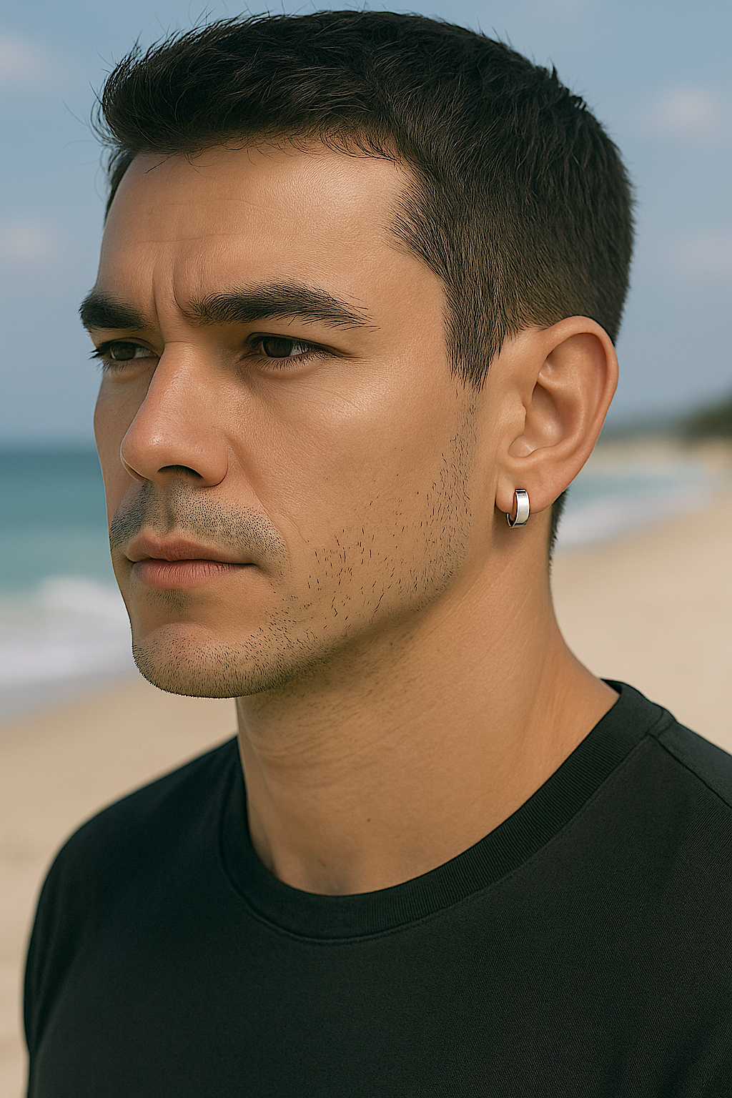 classic men's stainless steel hoop earrings