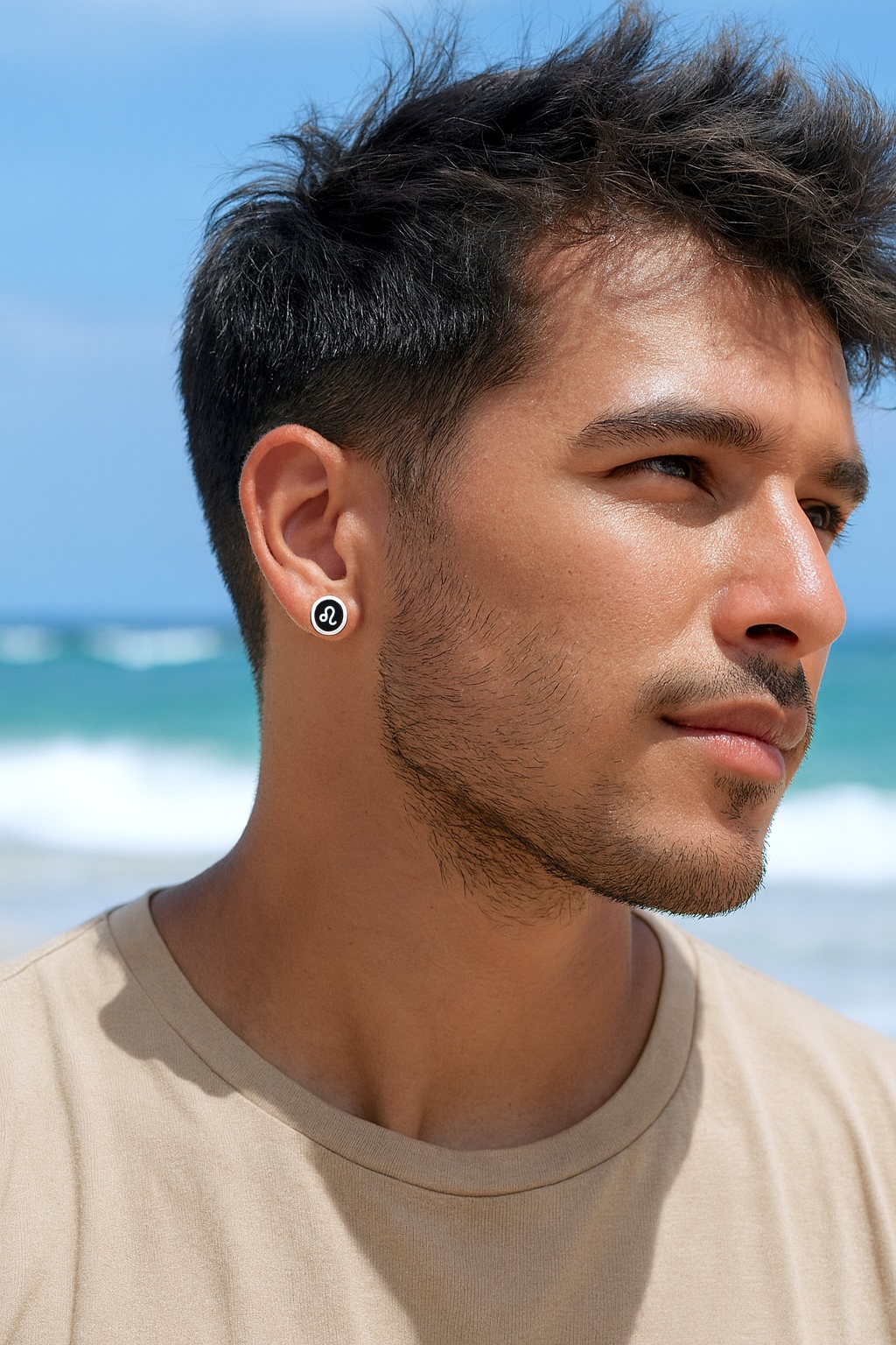Pendientes de acero inoxidable signo zodiacal Leo