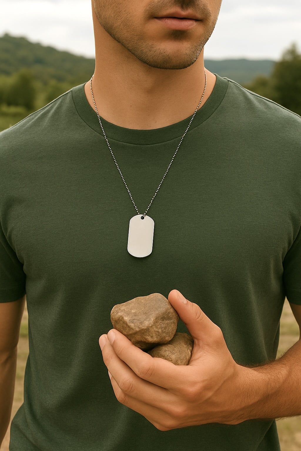 colgante militar personalizable de acero para hombre