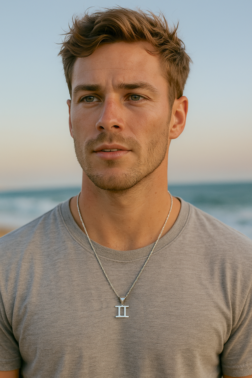 collier zodiaque Gémeaux argent pendentif homme