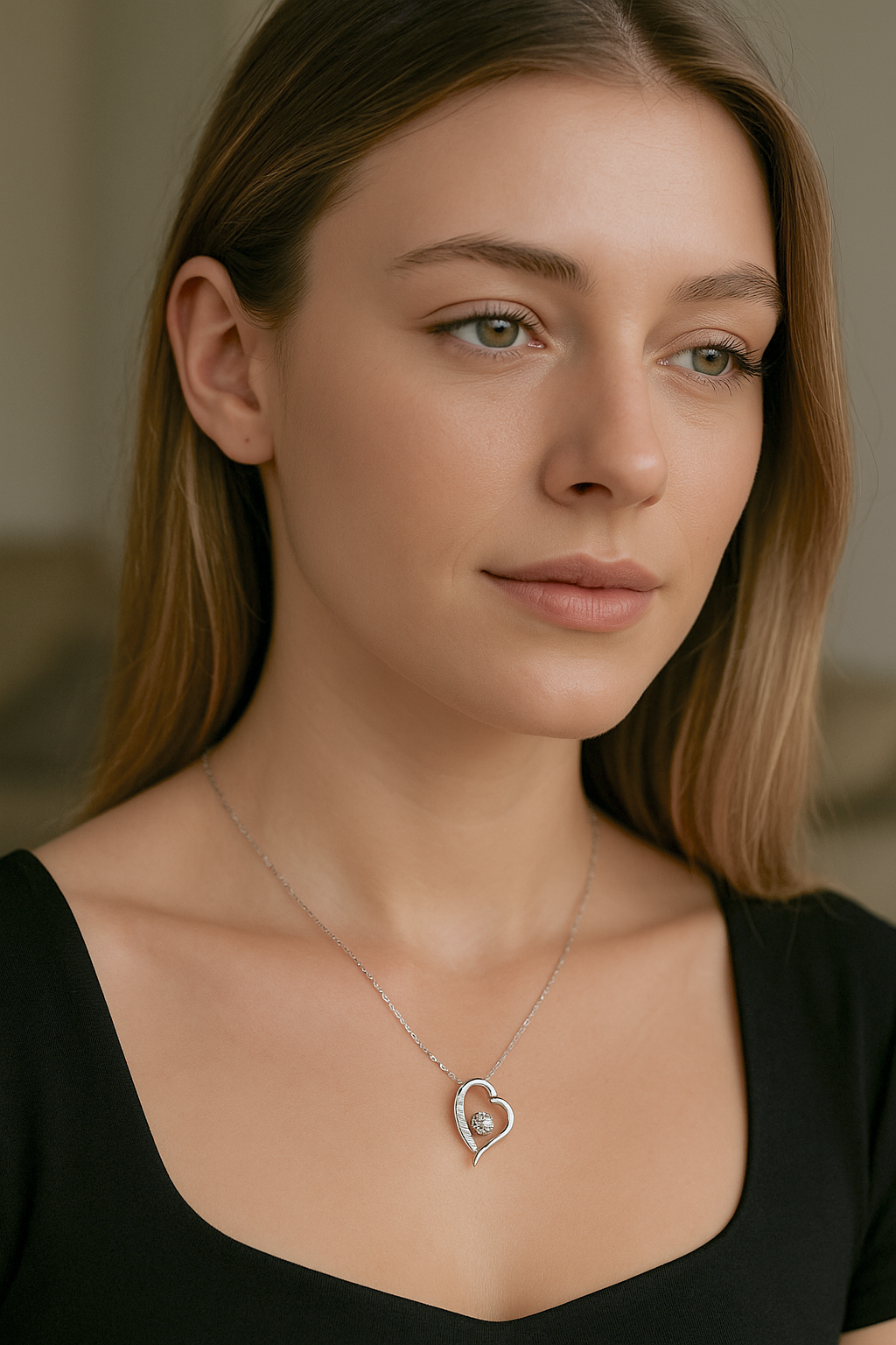 Silberne Herzkette mit Zirkonia für Damen