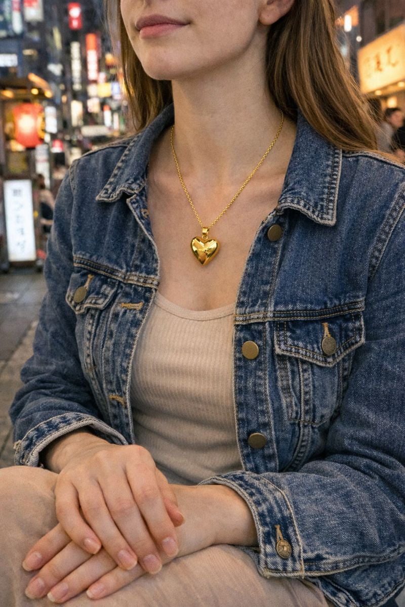 gold heart photo necklace customizable heart pendant