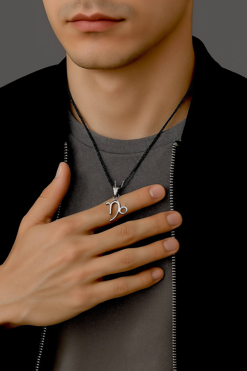Capricorn Zodiac Pendant Necklace Silver Men Women