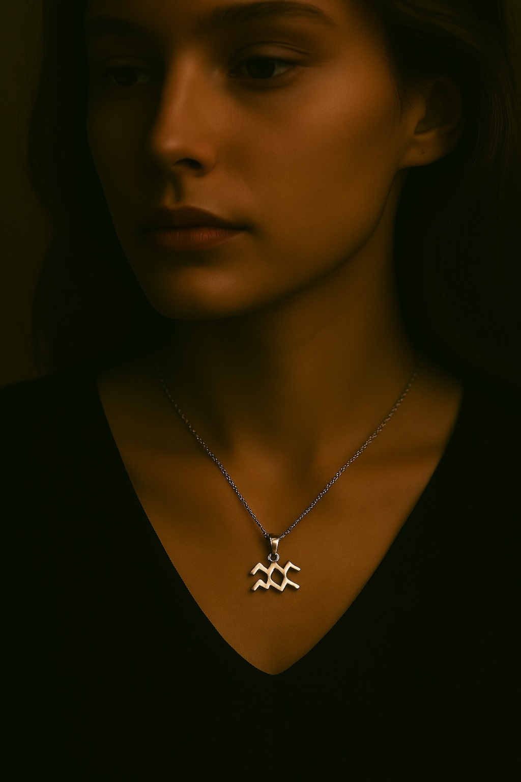 Aquarius zodiac pendant in sterling silver for men and women