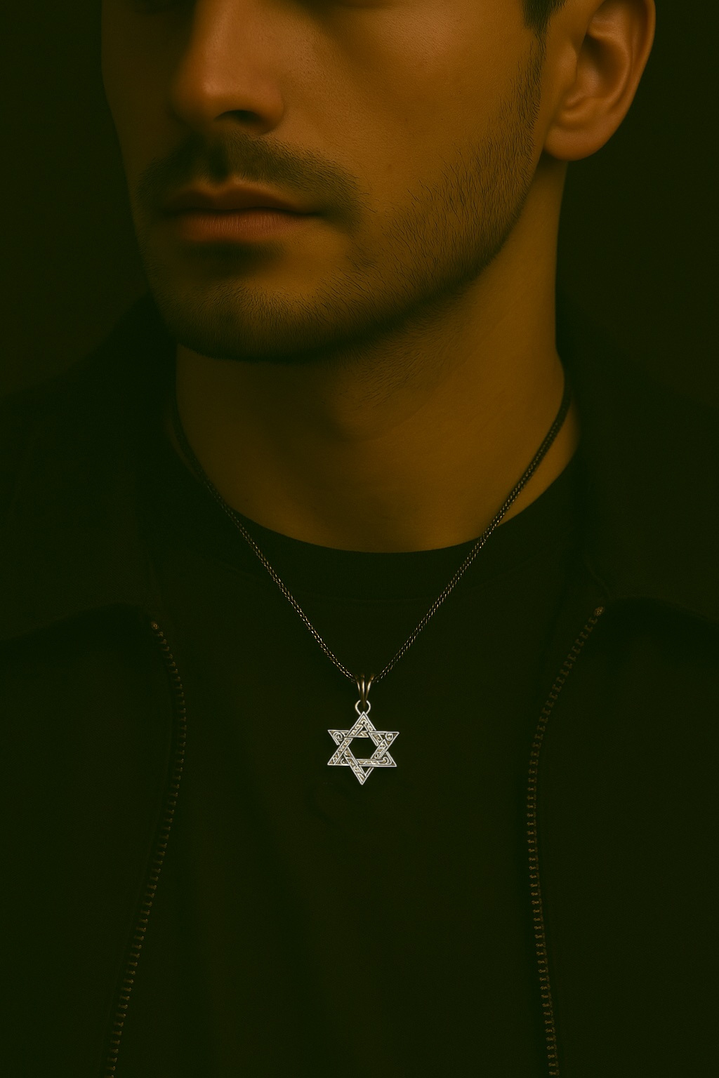 Collar con colgante estrella de David para hombres