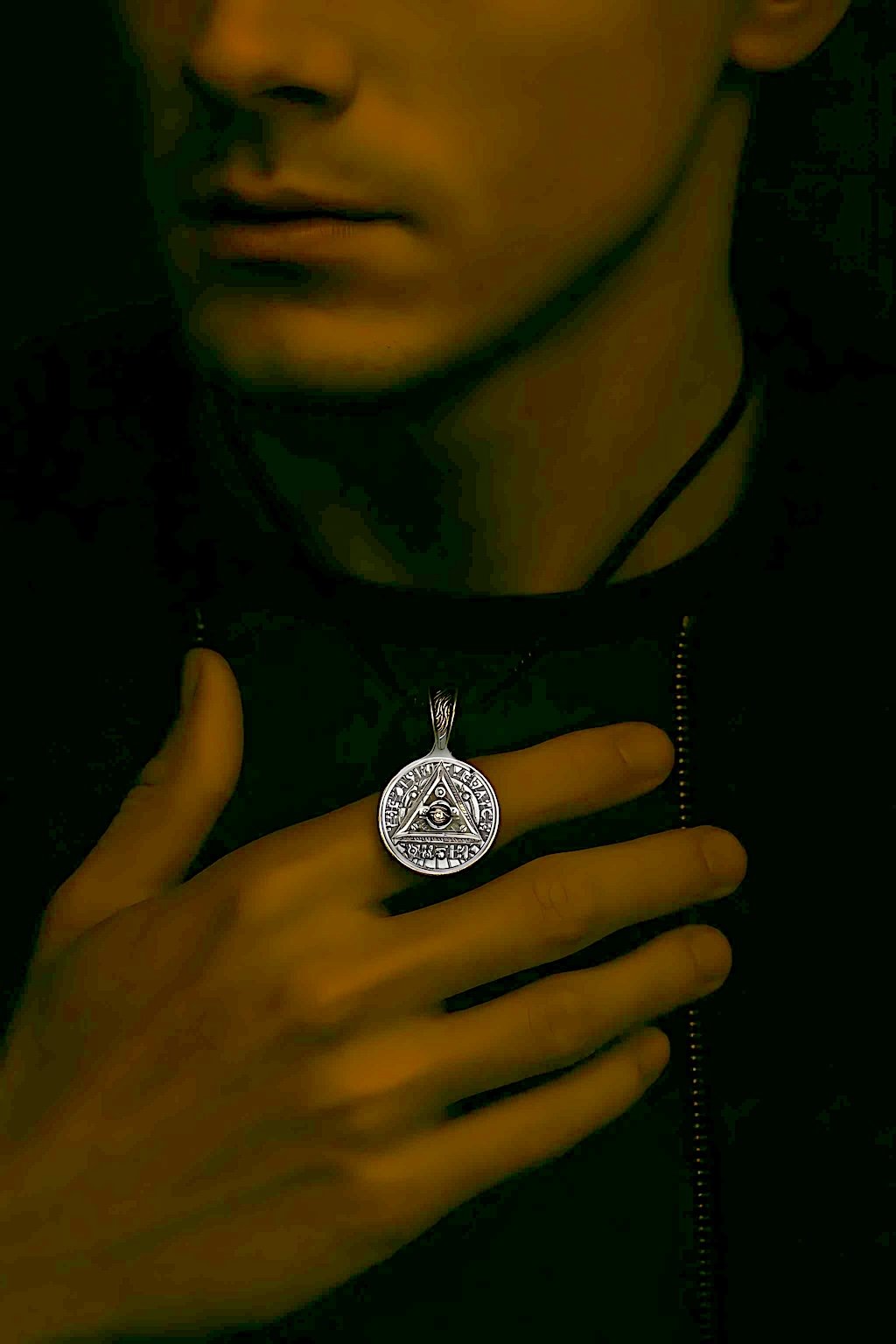 collier pendentif argent oeil de providence homme