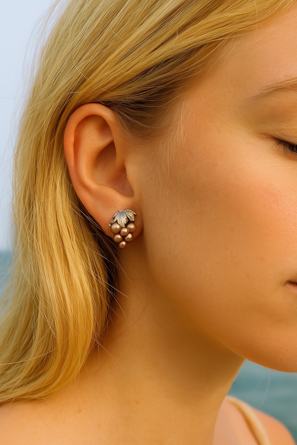 Orecchini in argento con perle d’acqua dolce – Design a grappolo d’uva