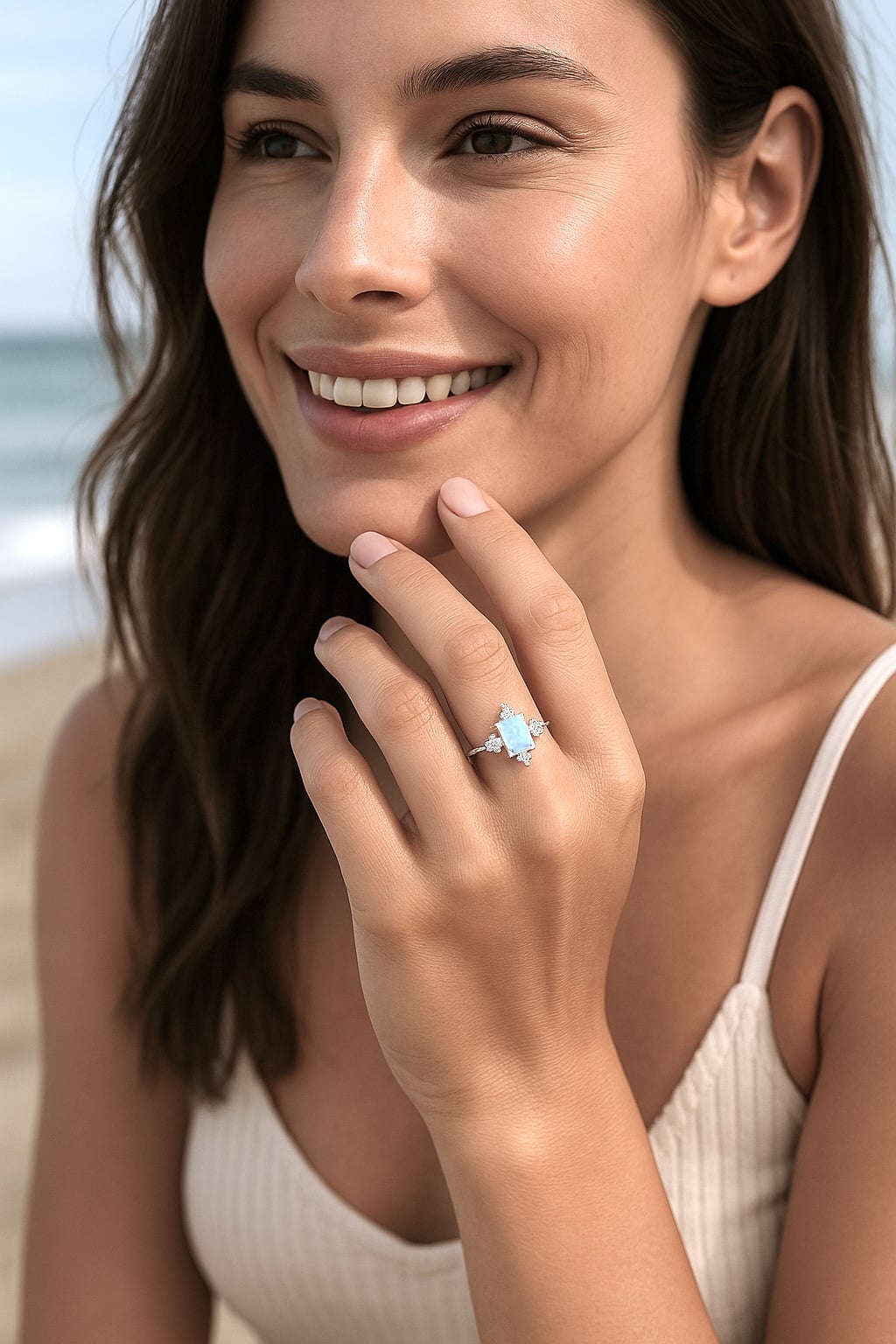 Sterling silver 925 opal engagement ring with engraving