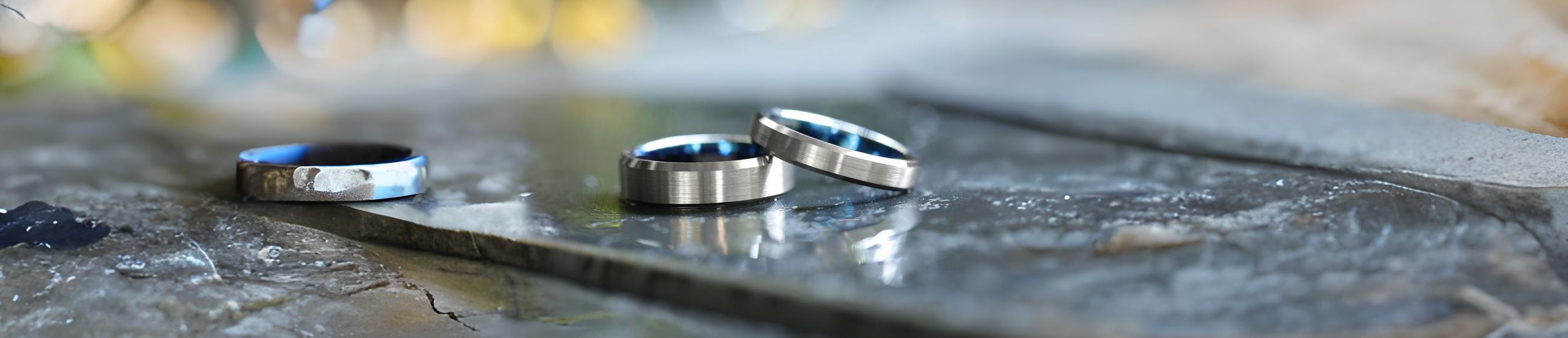 bague titane personnalisable brosse bleu alliance mariage